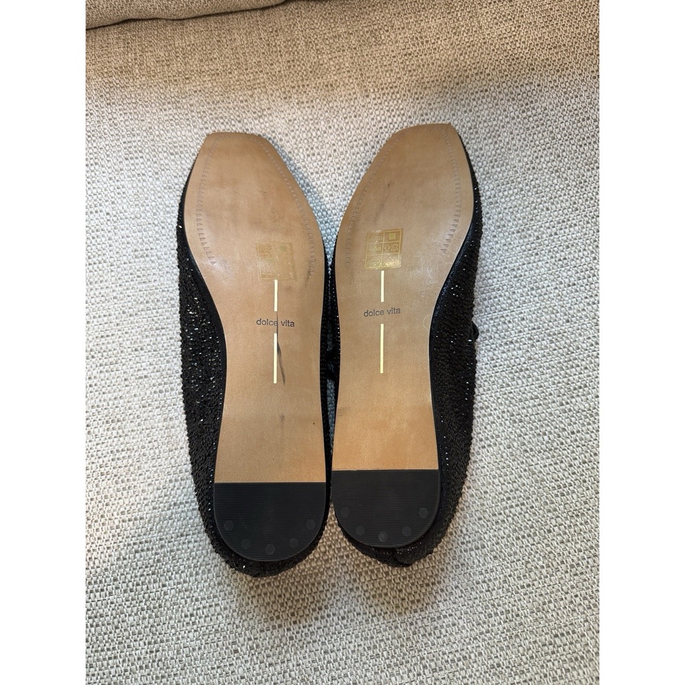 Dolce Vita Reyes Black Metallic Crystal Square Toe Mary Jane Flats - Picture 10 of 10
